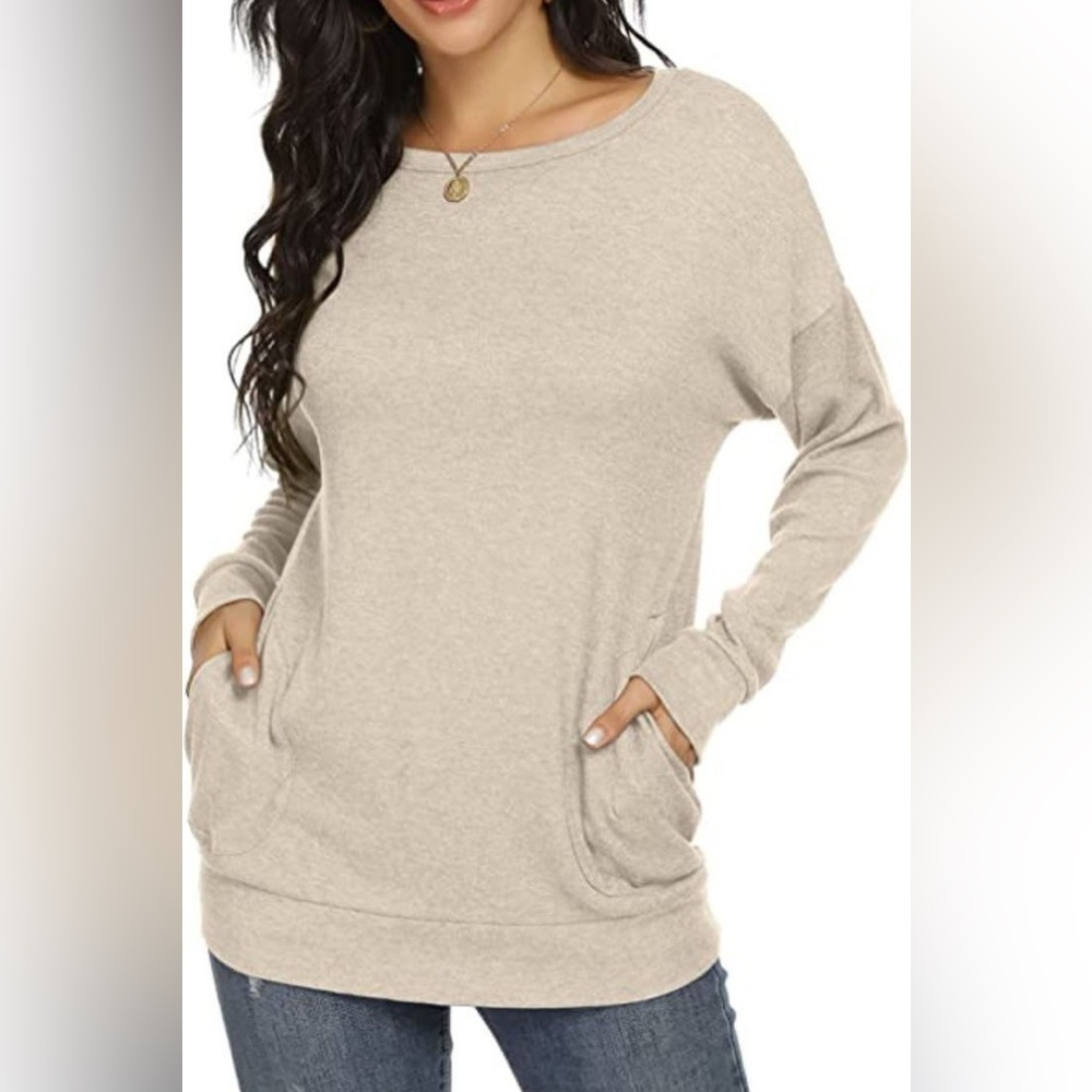 Women's Long Sleeve Beige Top